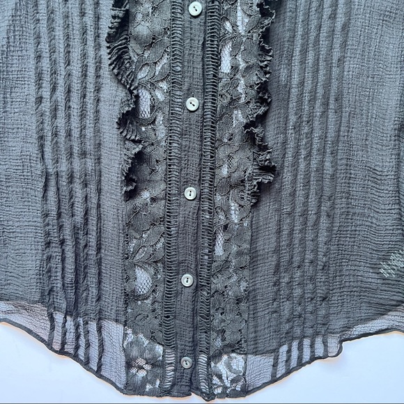 Rebecca Taylor Long Sleeve Silk and Lace Top Long Sleeve Sheer Victorian Sz 0 - Picture 14 of 16